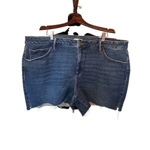 NWT Ava & Viv High Rise MIDI Denim Cutoff Raw Edge Shorts Size 22